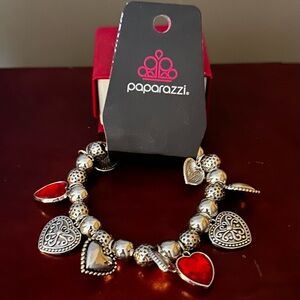 Paparazzi red heart charm bracelet- NEW!